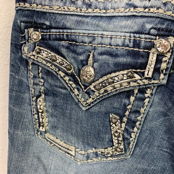 Miss Me Bling Embellished Festival Boot Cut Jeans 26 x 33 JE5836B7L - Picture 9 of 12